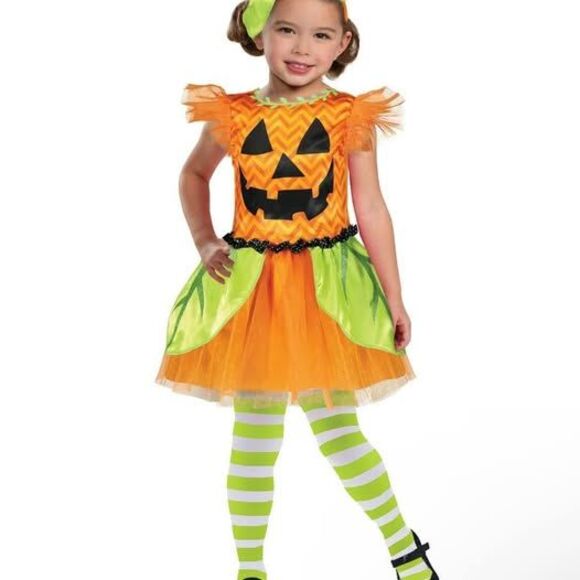 NEW Girls Cute Pumpkin Dress Up Halloween Costume - Picture 2 of 6